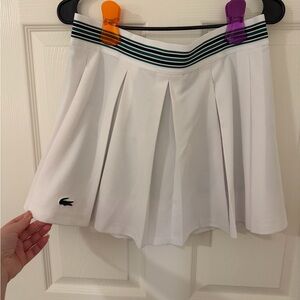 Lacoste Women's White Skater Skirt with Green Stripe